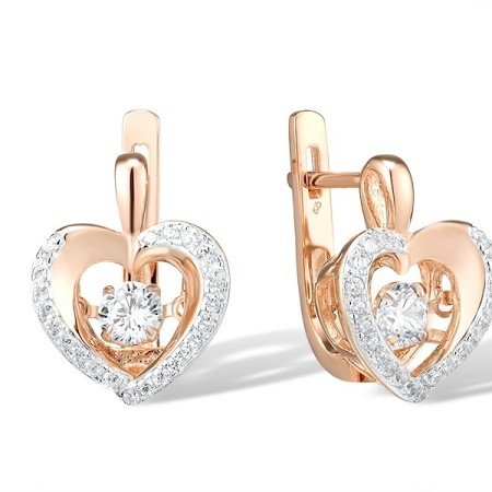 Sterling Silver w/ IONIC ROSE PLATING Earrings White Cubic Zirconia (E309678WCZSQ925)