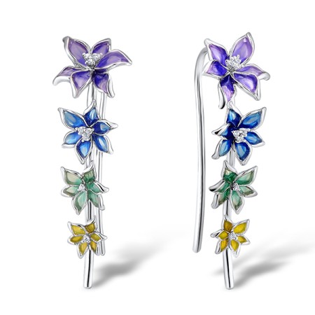 Sterling Silver Earrings Enamel,White Cubic Zirconia (E309681ENA1SL925)