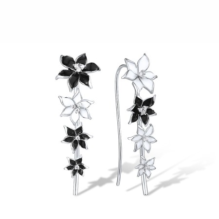 Sterling Silver Earrings Enamel,White Cubic Zirconia (E309681ENA4SL925)