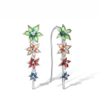 Sterling Silver Earrings Enamel,White Cubic Zirconia (E309681ENA5SL925)