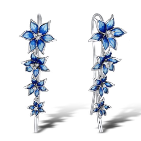 Sterling Silver Earrings Enamel,White Cubic Zirconia (E309681ENASL925)