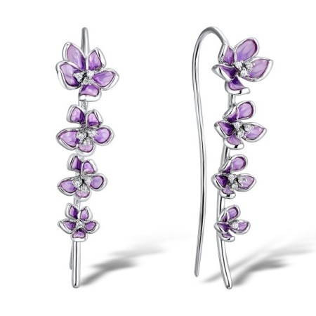 Sterling Silver Earrings Enamel,White Cubic Zirconia (E309684ENASL925)