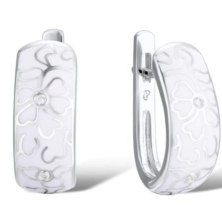 Sterling Silver Earrings Enamel,White Cubic Zirconia (E309726ENASL925)