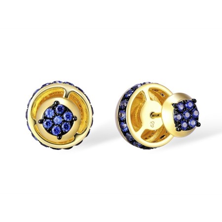 Sterling Silver w/ Yellow Black White Plating Earrings Created Sapphire,White Cubic Zirconia (E309811CRSZSZ925)