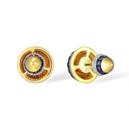 Sterling Silver w/ Yellow Black White Plating Earrings Blue Nano Cubic Zirconia,White Cubic Zirconia (E309813CRSZSZ925)