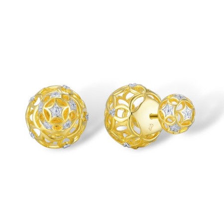 Sterling Silver w/ IONIC YELLOW PLATING Earrings White Cubic Zirconia (E309817WCZSP925)