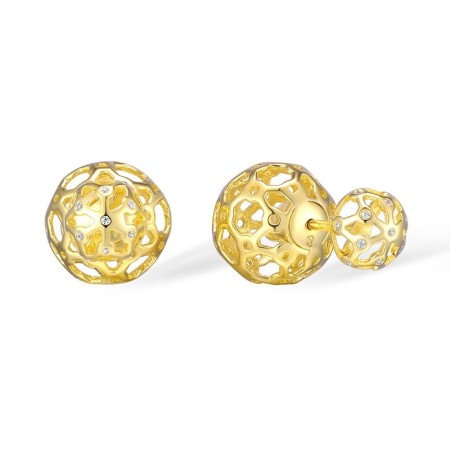 Sterling Silver w/ Yellow Plating Earrings White Cubic Zirconia (E309820WCZSY925)