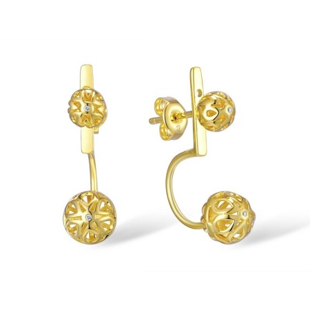 Sterling Silver w/ Yellow Plating Earrings White Cubic Zirconia (E309827WCZSY925)