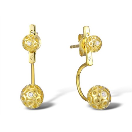 Sterling Silver w/ Yellow Plating Earrings White Cubic Zirconia (E309828WCZSY925)