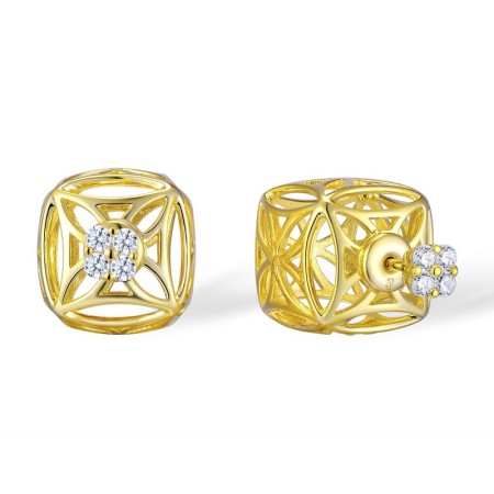 Sterling Silver w/ Yellow Plating Earrings White Cubic Zirconia (E309831WCZSY925)