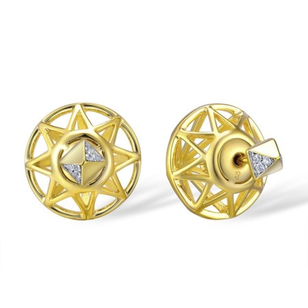 Sterling Silver w/ IONIC YELLOW PLATING Earrings White Cubic Zirconia (E309832WCZSP925)