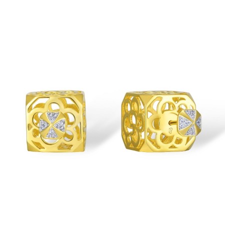 Sterling Silver w/ IONIC YELLOW PLATING Earrings White Cubic Zirconia (E309838WCZSP925)