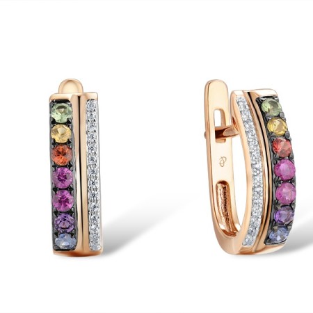 14KRWB Earrings Ruby,Green Garnet,Amethyst,Yellow Sapphire,Orange Sapphire,Blue Sapphire,Pink Sapphire,Diamond (E309842MUL14KRWB)