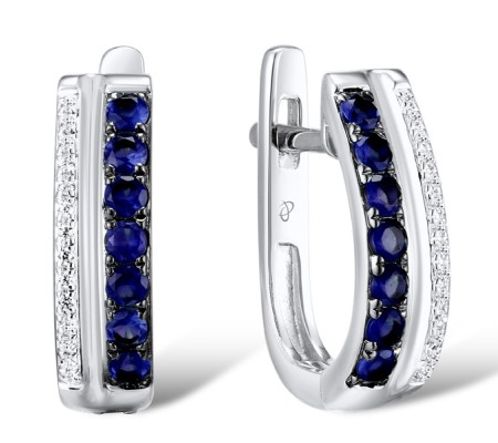 14KWB Earrings Blue Sapphire,Diamond (E309842SAP14KWB)