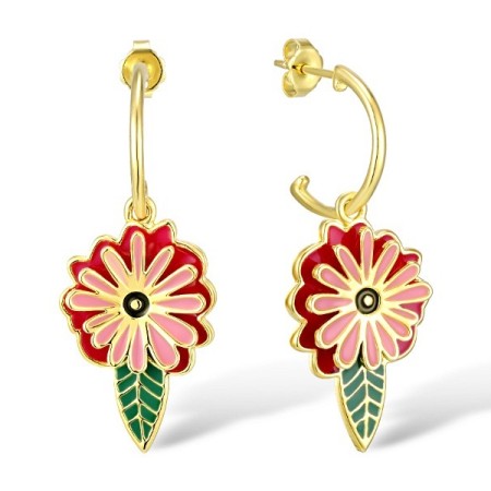 Brass w/ Yellow Gold Plating Earrings Enamel (E309905ENABRY)