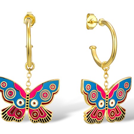 Brass w/ Yellow Gold Plating Earrings Enamel (E309907ENA1BRY)