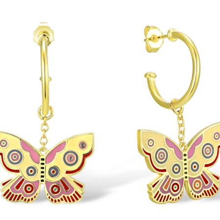 Brass w/ Yellow Gold Plating Earrings Enamel (E309907ENABRY)