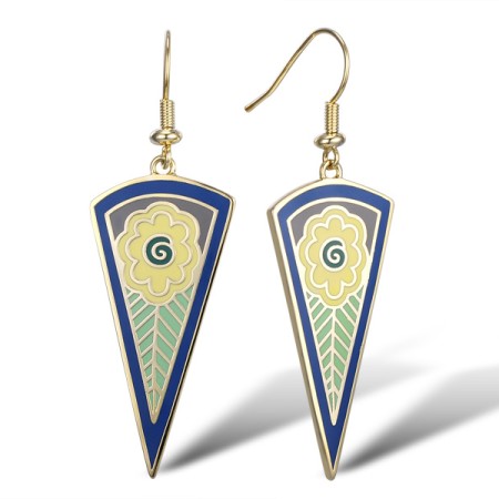 Brass w/ Yellow Gold Plating Earrings Enamel (E309909ENA1BRY)