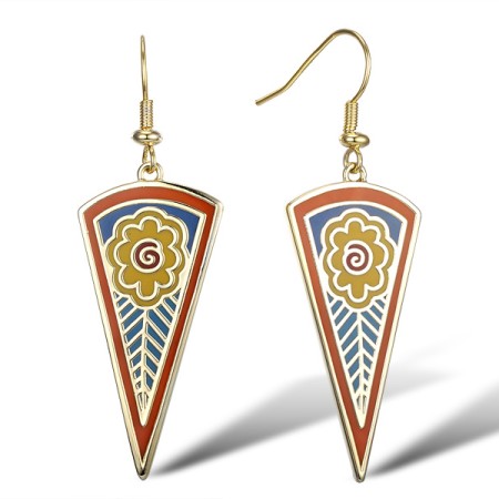 Brass w/ Yellow Gold Plating Earrings Enamel (E309909ENA2BRY)