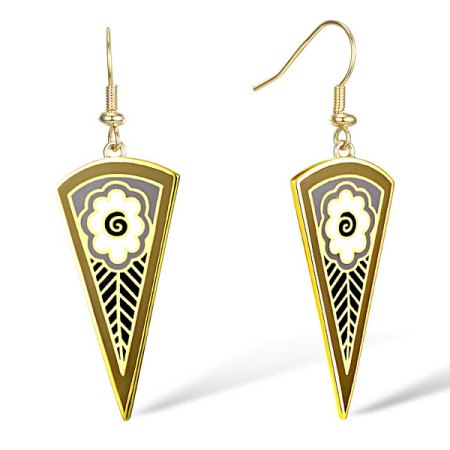 Brass w/ Yellow Gold Plating Earrings Enamel (E309909ENA3BRY)