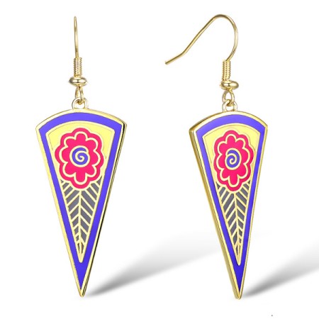 Brass w/ Yellow Gold Plating Earrings Enamel (E309909ENABRY)