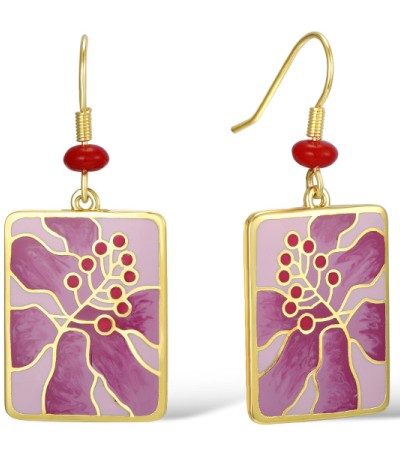Brass w/ Yellow Gold Plating Earrings Enamel,Red Sea BamBoo Coral (E309913AENABRY)