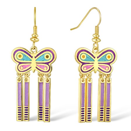 Brass w/ Yellow Gold Plating Earrings Enamel (E309917ENABRY)