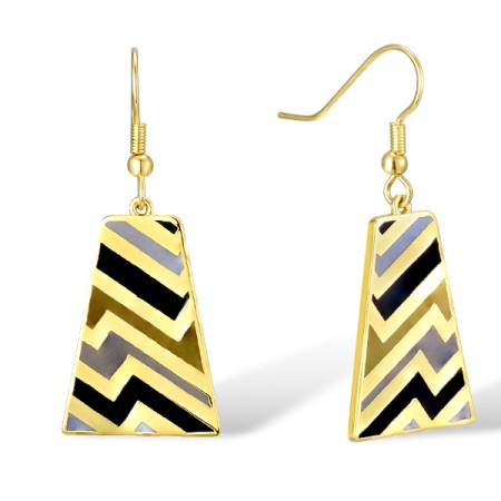 Brass w/ Yellow Gold Plating Earrings Enamel (E309921ENABRY)