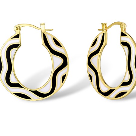Brass w/ Yellow Gold Plating Earrings Enamel (E309922AENABRY)