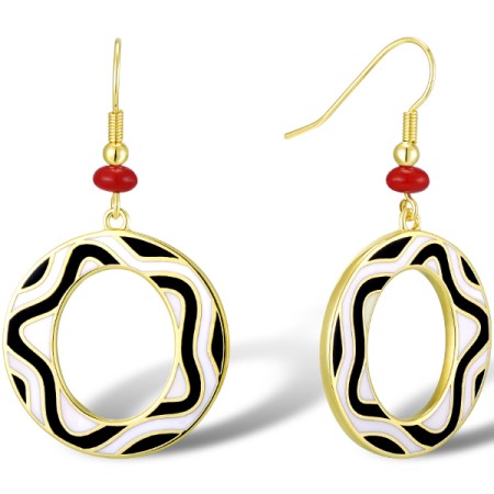 Brass w/ Yellow Gold Plating Earrings Enamel,Red Sea BamBoo Coral (E309922ENABRY)