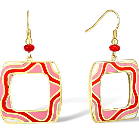 Brass w/ Yellow Gold Plating Earrings Enamel,Red Sea BamBoo Coral (E309924ENABRY)
