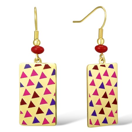 Brass w/ Yellow Gold Plating Earrings Enamel,Red Sea BamBoo Coral (E309925BENABRY)