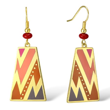 Brass w/ Yellow Gold Plating Earrings Enamel,Red Sea BamBoo Coral (E309926ENABRY)