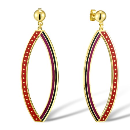 Brass w/ Yellow Gold Plating Earrings Enamel (E309938ENABRY)