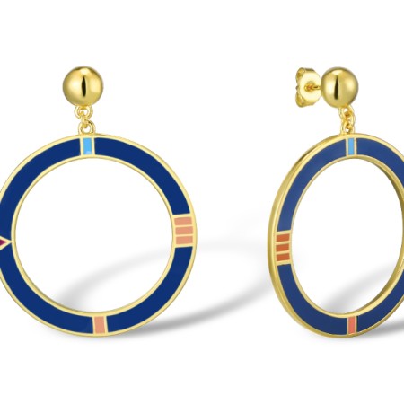 Brass w/ Yellow Gold Plating Earrings Enamel (E309939ENABRY)