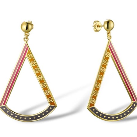 Brass w/ Yellow Gold Plating Earrings Enamel (E309940ENABRY)