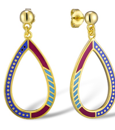 Brass w/ Yellow Gold Plating Earrings Enamel (E309941BENABRY)