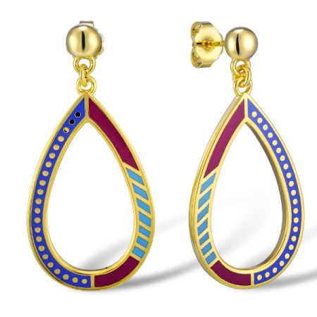 Brass w/ Yellow Gold Plating Earrings Enamel (E309941BENABRY)