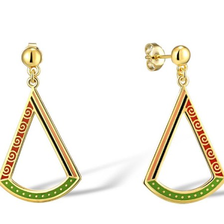 Brass w/ Yellow Gold Plating Earrings Enamel (E309942AENABRY)