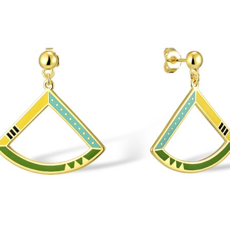 Brass w/ Yellow Gold Plating Earrings Enamel (E309942ENABRY)