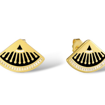 Brass w/ Yellow Gold Plating Earrings Enamel (E309973ENABRY)
