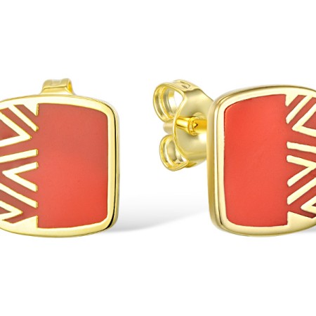 Brass w/ Yellow Gold Plating Earrings Enamel (E309974ENA2BRY)