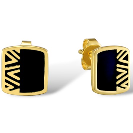 Brass w/ Yellow Gold Plating Earrings Enamel (E309974ENABRY)