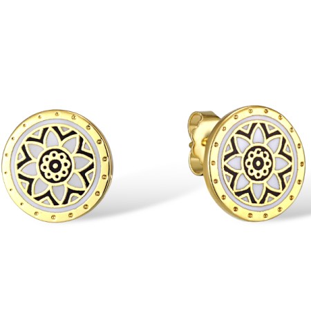 Brass w/ Yellow Gold Plating Earrings Enamel (E309976ENA1BRY)