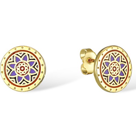 Brass w/ Yellow Gold Plating Earrings Enamel (E309976ENABRY)