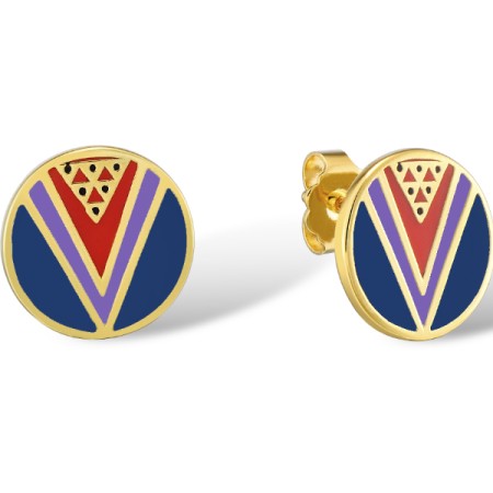 Brass w/ Yellow Gold Plating Earrings Enamel (E309977ENA1BRY)