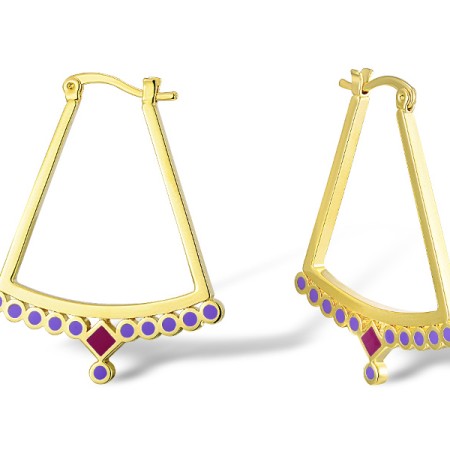 Brass w/ Yellow Gold Plating Earrings Enamel (E309985ENA1BRY)