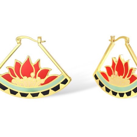 Brass w/ Yellow Gold Plating Earrings Enamel (E309986ENABRY)