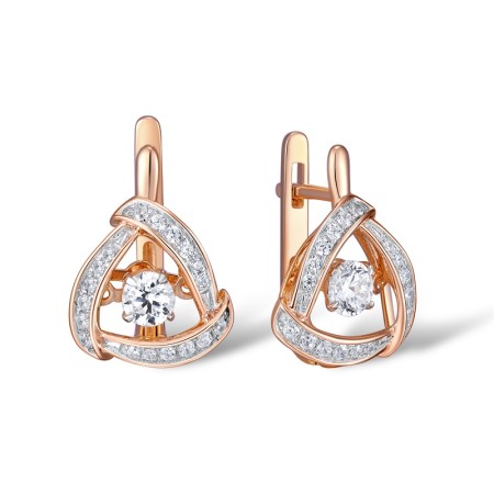 Sterling Silver w/ IONIC ROSE PLATING Earrings White Cubic Zirconia (E310003WCZSQ925)