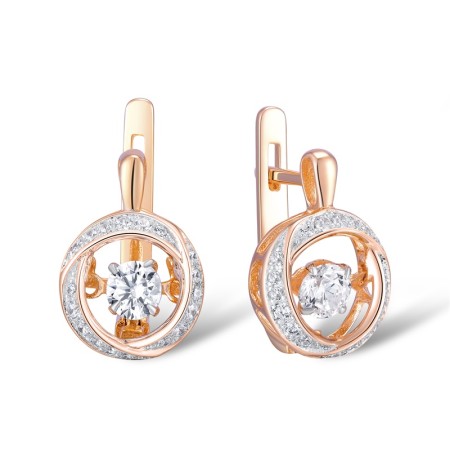 Sterling Silver w/ IONIC ROSE PLATING Earrings White Cubic Zirconia (E310006WCZSQ925)